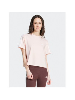 T-shirt crop bandes rose femme Adidas wimod