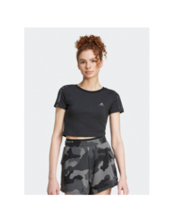 T-shirt crop camo 3S noir femme - Adidas