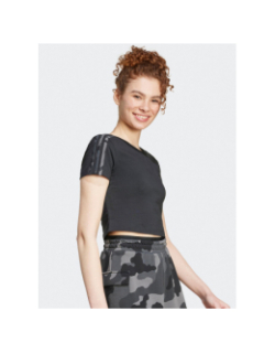 T-shirt crop camo 3S noir femme - Adidas