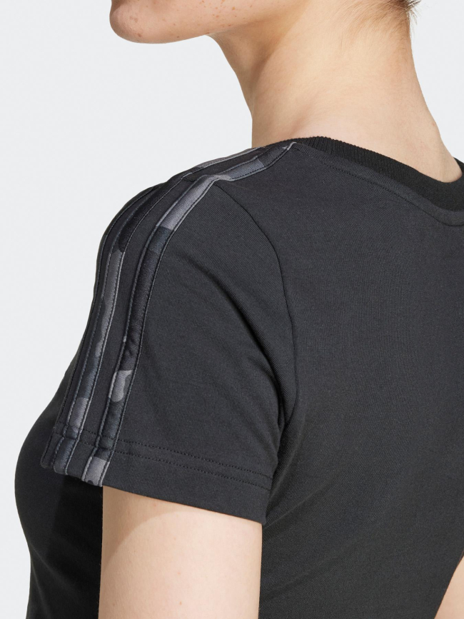 T-shirt crop camo 3S noir femme - Adidas