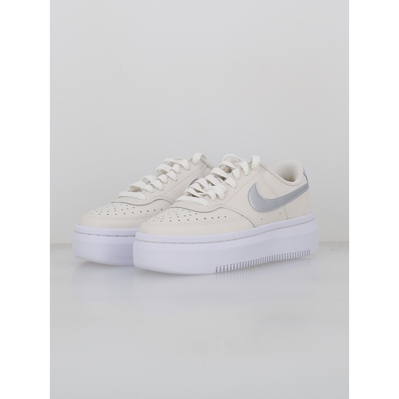 Baskets plateforme court vision alta blanc argent femme Nike wimod