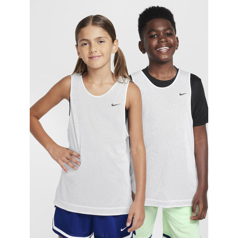 Maillot de basketball réversible dri-fit blanc et noir ado - Nike