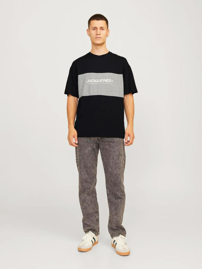T-shirt logo col rond noir gris homme - Jack & Jones