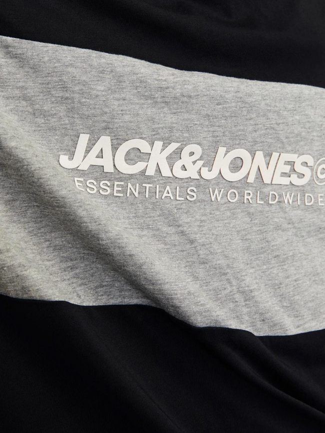 T-shirt logo col rond noir gris homme - Jack & Jones
