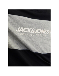 T-shirt logo col rond noir gris homme - Jack & Jones
