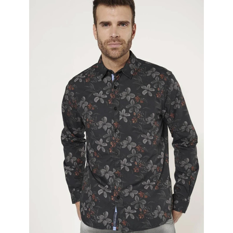 Chemise floral rickel noir homme - Le Temps Des Cerises
