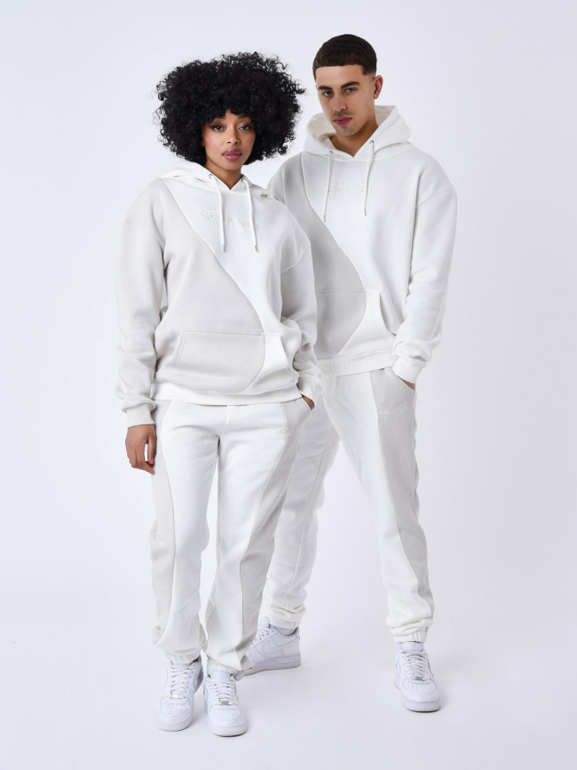 Pantalon de Jogging logo brodé bicolore blanc et gris homme - Project X Paris