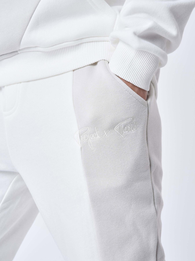 Pantalon de Jogging logo brodé bicolore blanc et gris homme - Project X Paris