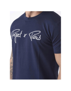 T-shirt logo brodé bleu marine homme - Project X Paris
