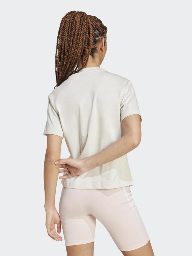 T-shirt à manches courtes logo brodé beige femme - Adidas