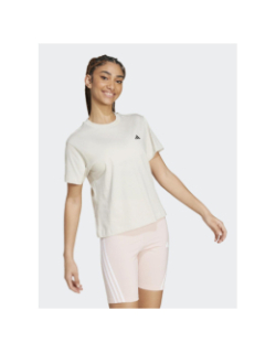 T-shirt à manches courtes logo brodé beige femme - Adidas