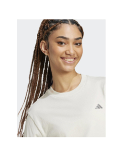 T-shirt à manches courtes logo brodé beige femme - Adidas