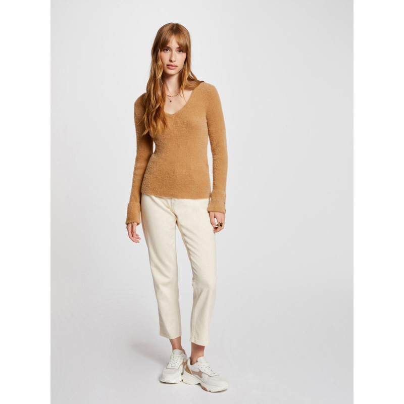 Pull col v moove camel femme Morgan wimod