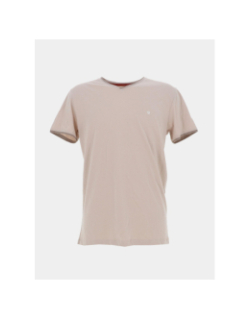 T-shirt col v uni tujiano beige homme - Benson & Cherry
