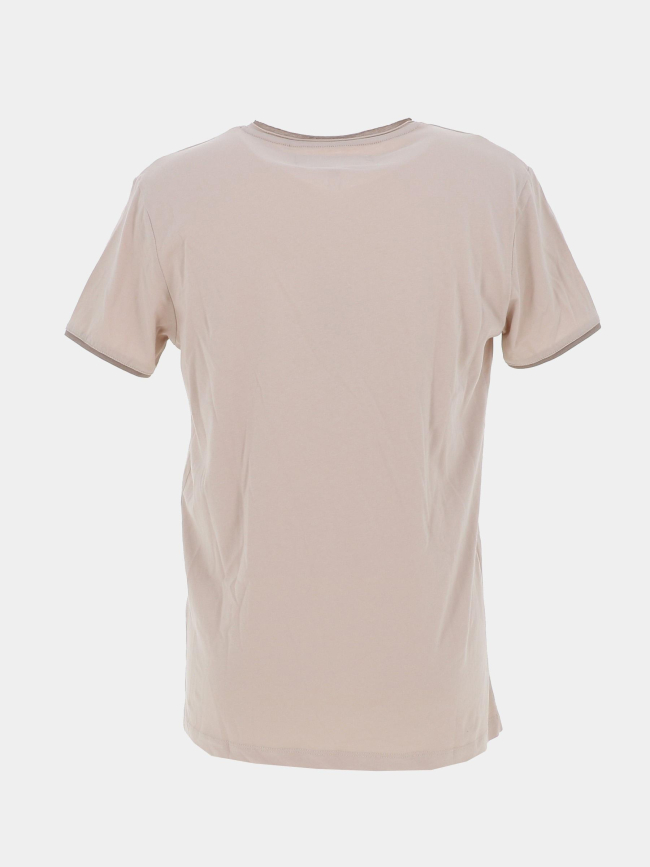 T-shirt col v uni tujiano beige homme - Benson & Cherry