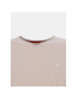 T-shirt col v uni tujiano beige homme - Benson & Cherry