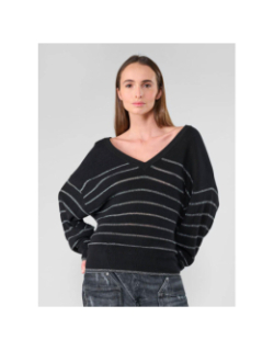 Pull à rayures brillantes more noir femme - Le Temps Des Cerises