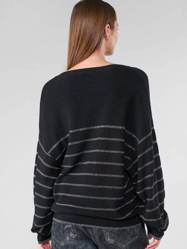 Pull à rayures brillantes more noir femme - Le Temps Des Cerises