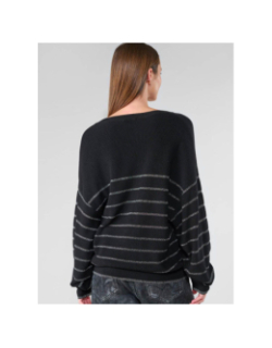 Pull à rayures brillantes more noir femme - Le Temps Des Cerises