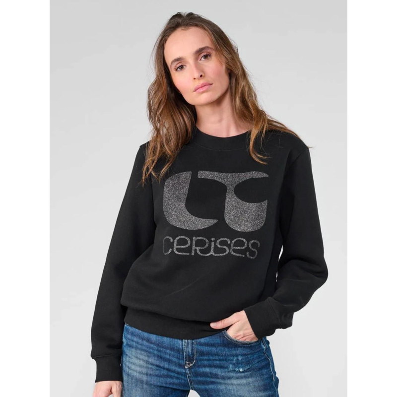 Sweat paolo brillant noir femme - Le Temps Des Cerises