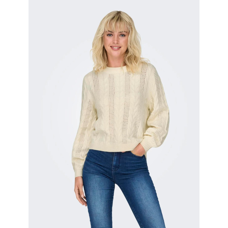 Pull col rond rubina écru femme - Only