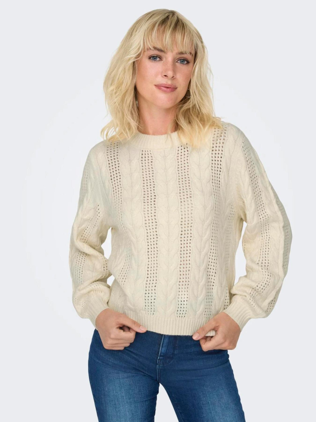 Pull col rond rubina écru femme - Only
