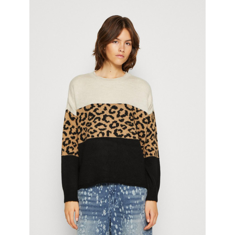 Pull motif animal jade marron noir femme - Only