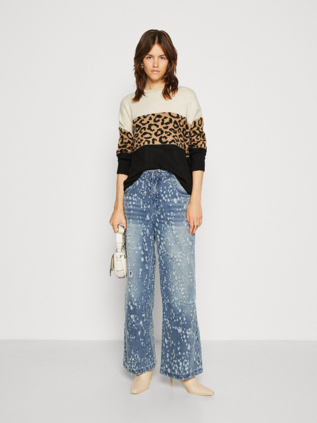 Pull motif animal jade marron noir femme - Only