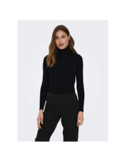 Pull col roulé côtelé karol noir femme - Only