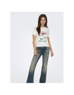 T-shirt à manches courtes onlxmas onlyrsa blanc femme - Only