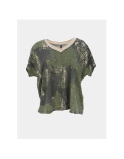 T-shirt manches courtes à motif pailleté doré vert femme - Only