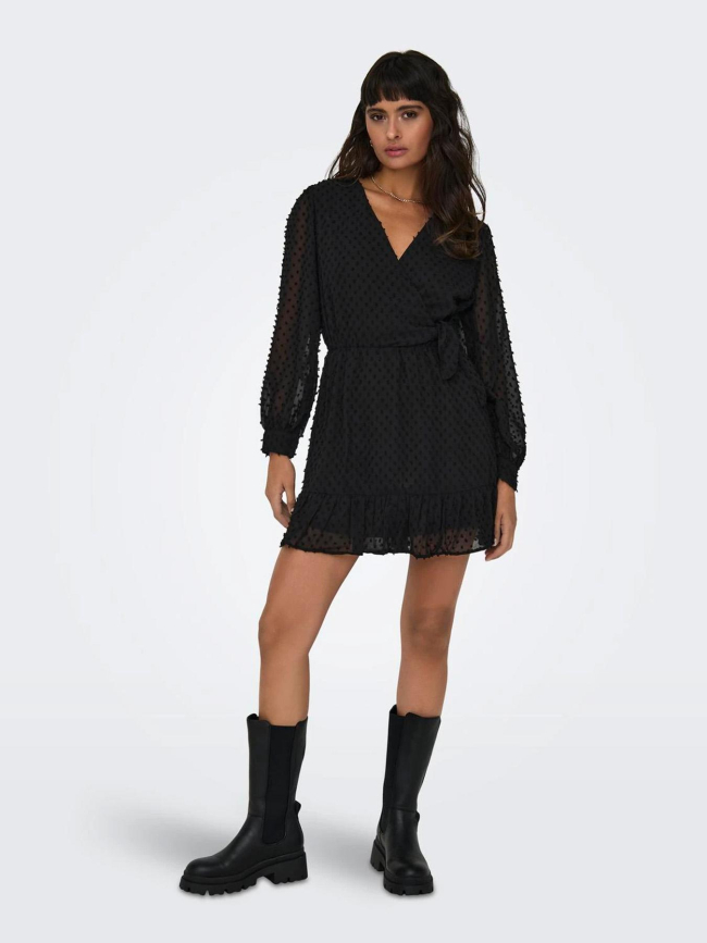 Robe effet portefeuille tiva noir femme - Only