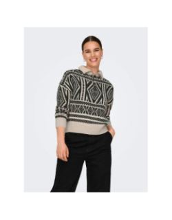 Pull col zippé felicia beige noir femme - Only