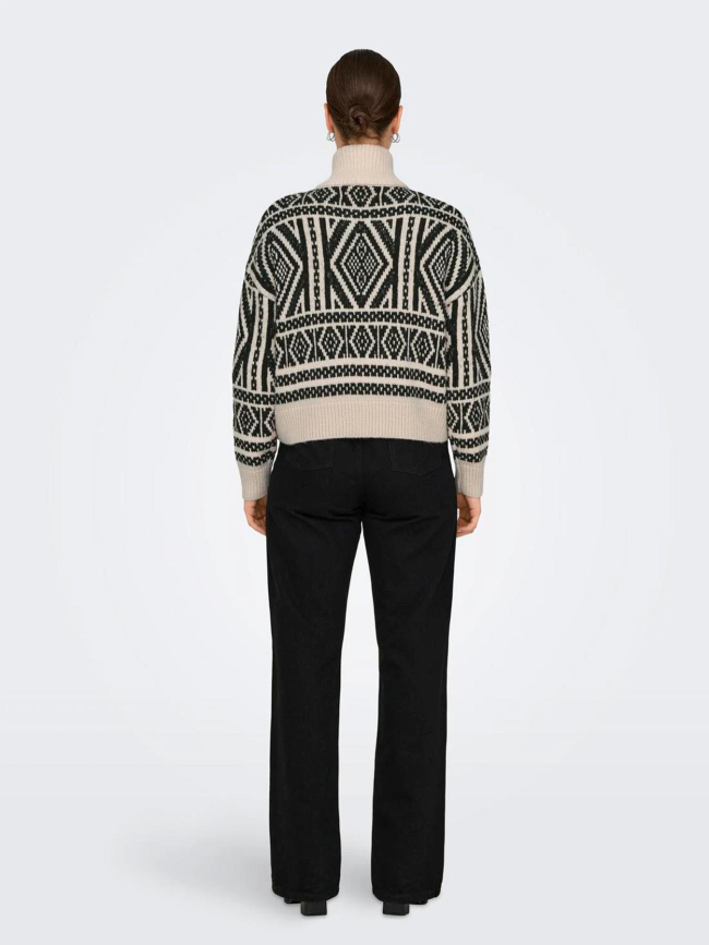 Pull col zippé felicia beige noir femme - Only