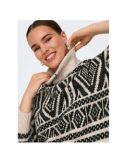 Pull col zippé felicia beige noir femme - Only