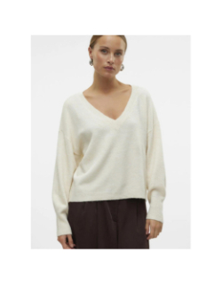 Pull col v jupiter beige femme - Vero Moda