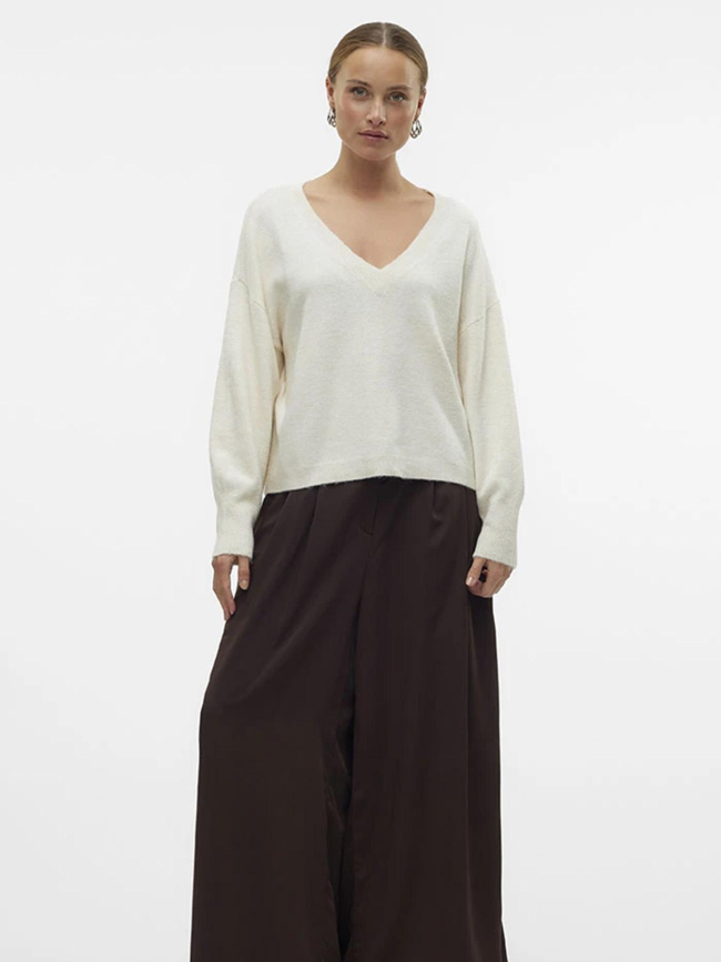 Pull col v jupiter beige femme - Vero Moda