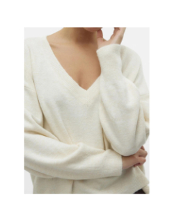 Pull col v jupiter beige femme - Vero Moda