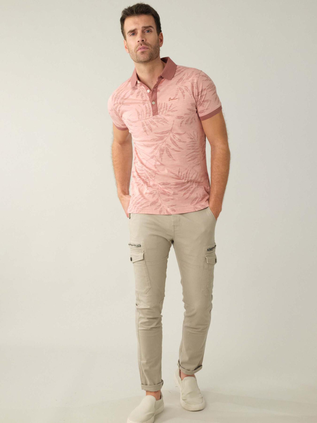 T-shirt tikito feuillage rose homme - Deeluxe