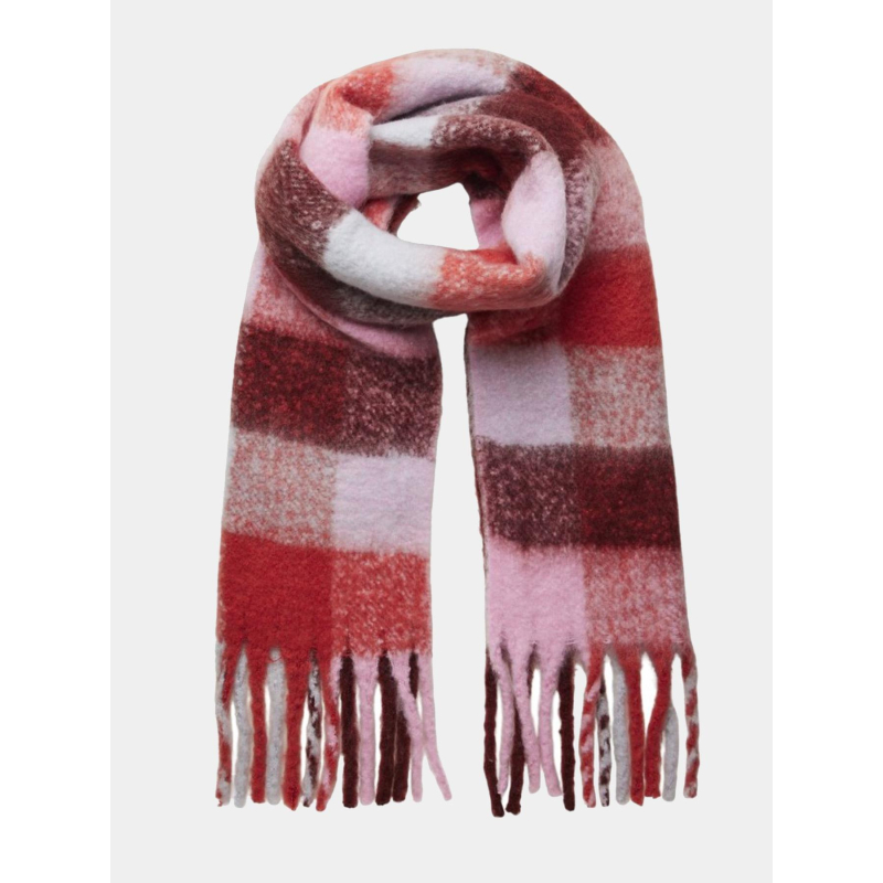 Echarpe bea à carreaux rouge femme - Pieces