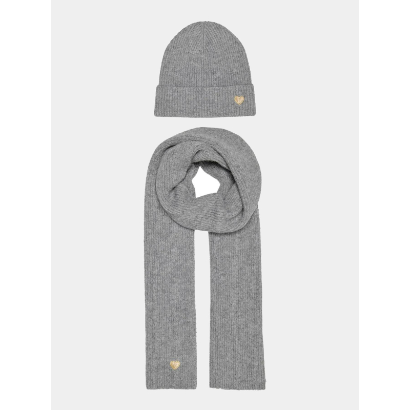 Coffret écharpe bonnet avery gris femme - Only