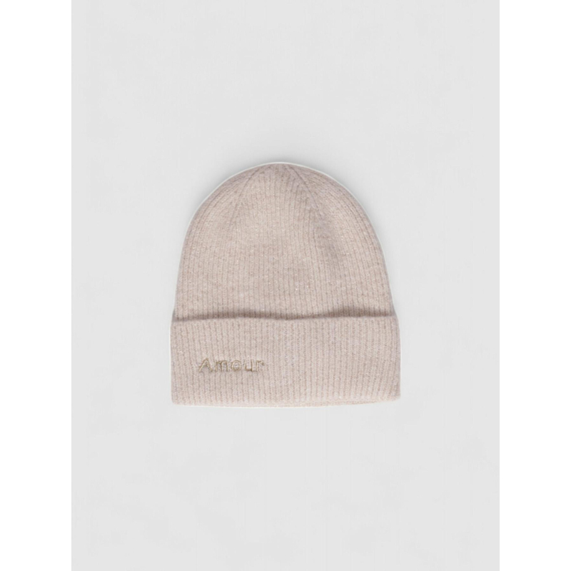 Bonnet pailleté brodé amour joba beige femme - Pieces