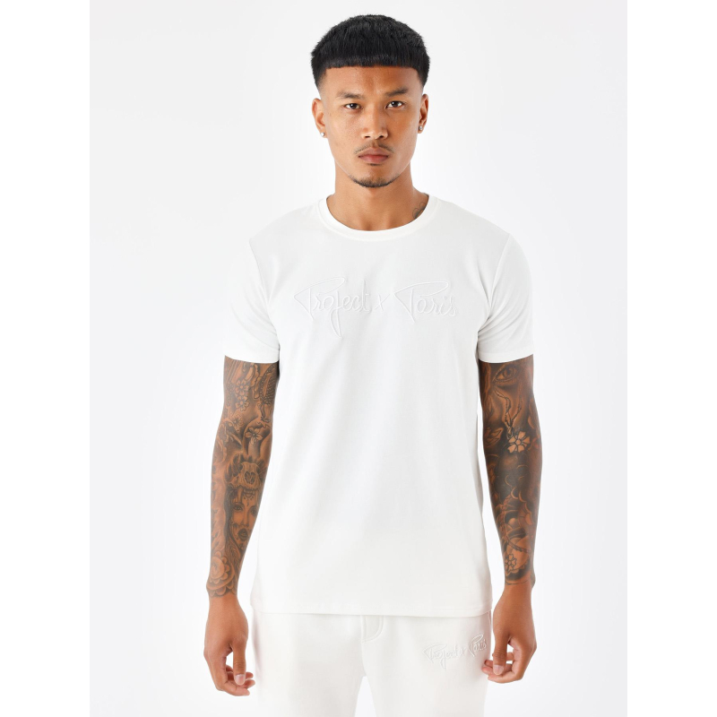 T-shirt essential logo brodé blanc homme - Project X Paris