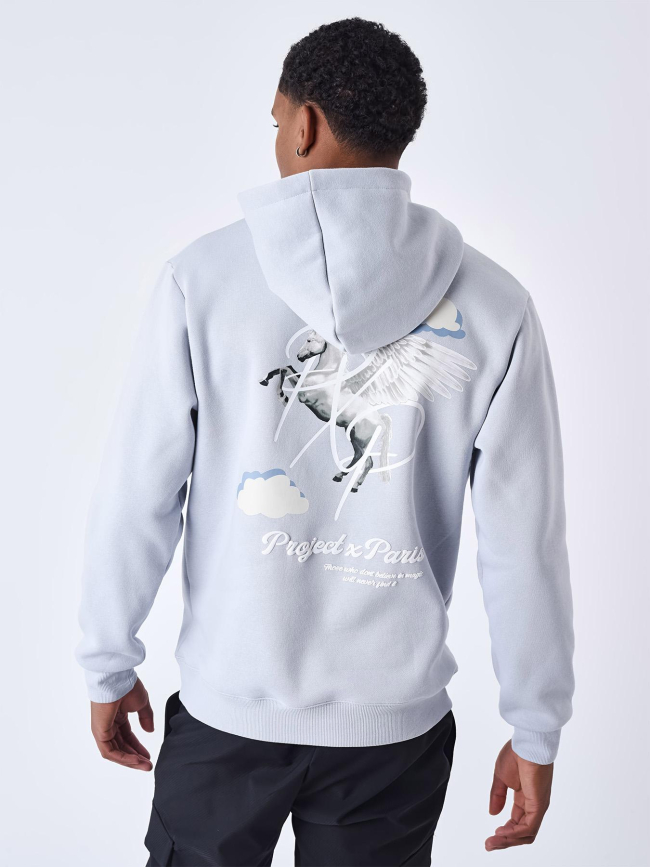 Sweat à capuche cheval pégase bleu homme - Project X Paris