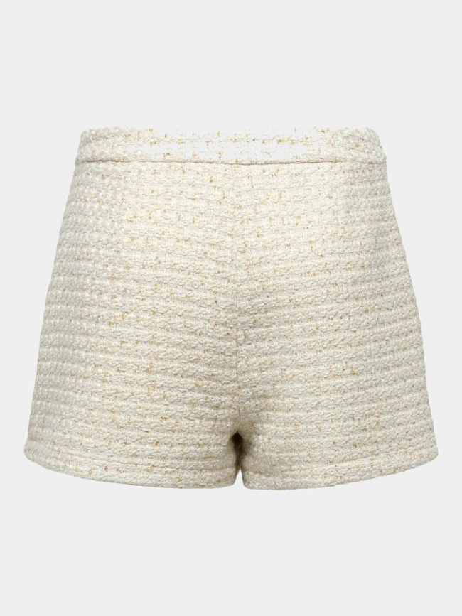 Short en tweed luka glitter blanc doré femme - Only