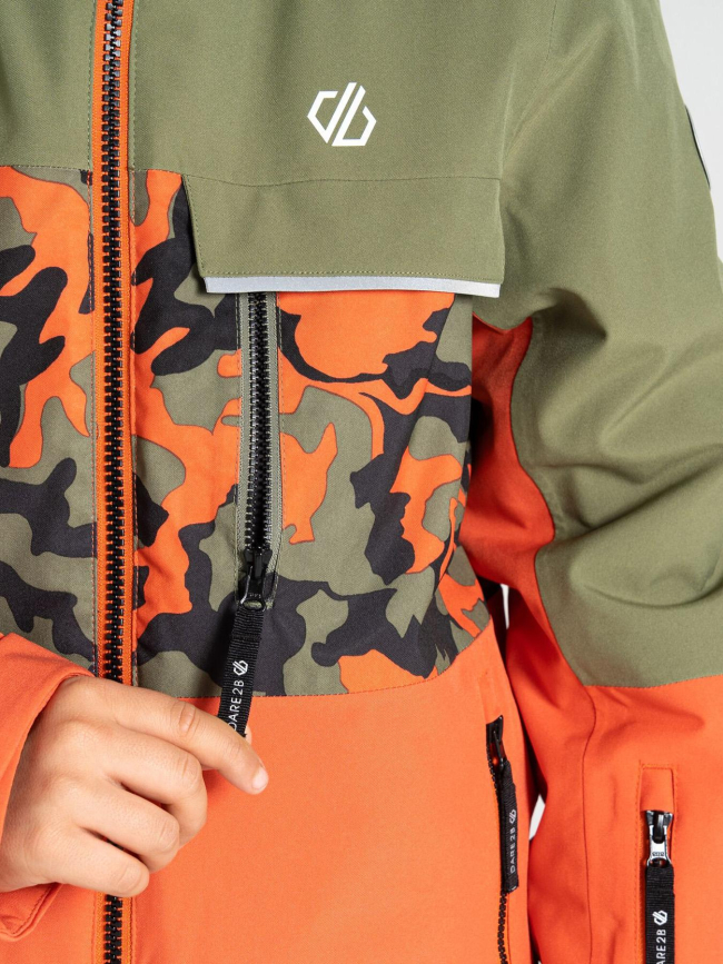 Veste de ski traverse II orange et kaki enfant - Dare 2b