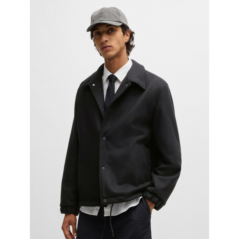 Manteau en laine mélangée noir homme - Hugo