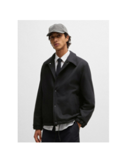 Manteau en laine mélangée noir homme - Hugo