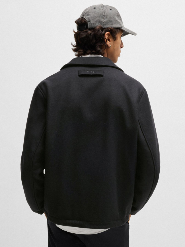 Manteau en laine mélangée noir homme - Hugo