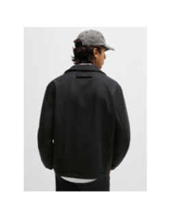 Manteau en laine mélangée noir homme - Hugo